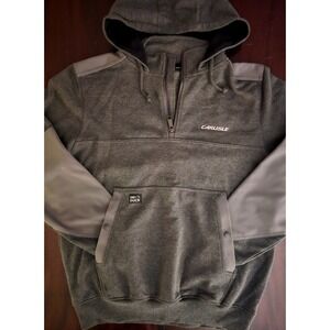 Dri Duck Mens Charcoal Gray 1/4 Zip Hooded Sweatshirt Carlisle Logo Size M